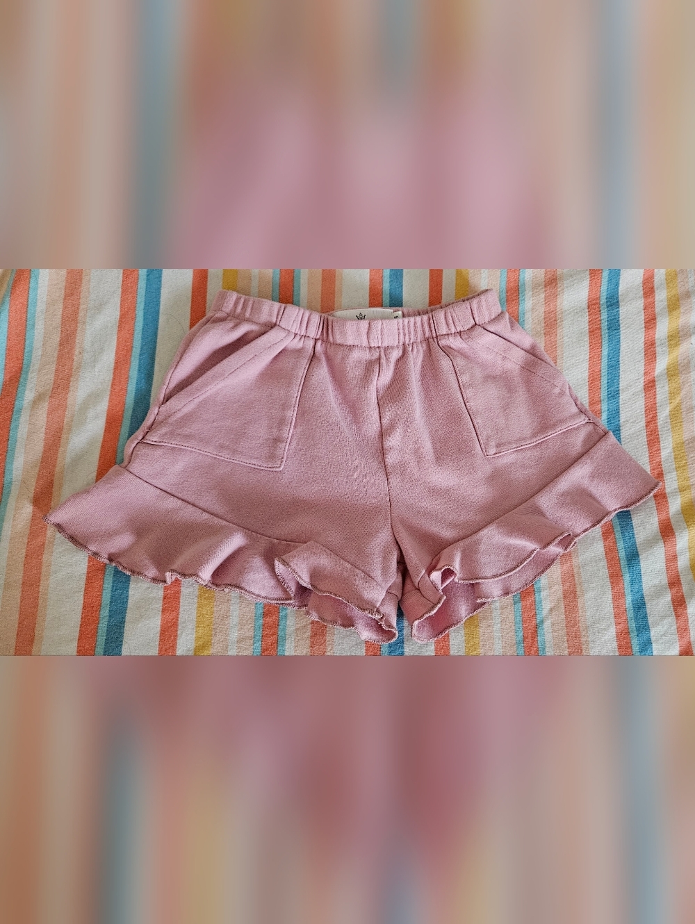 Girls' Light Pink Ruffle Hem Knit Shorts